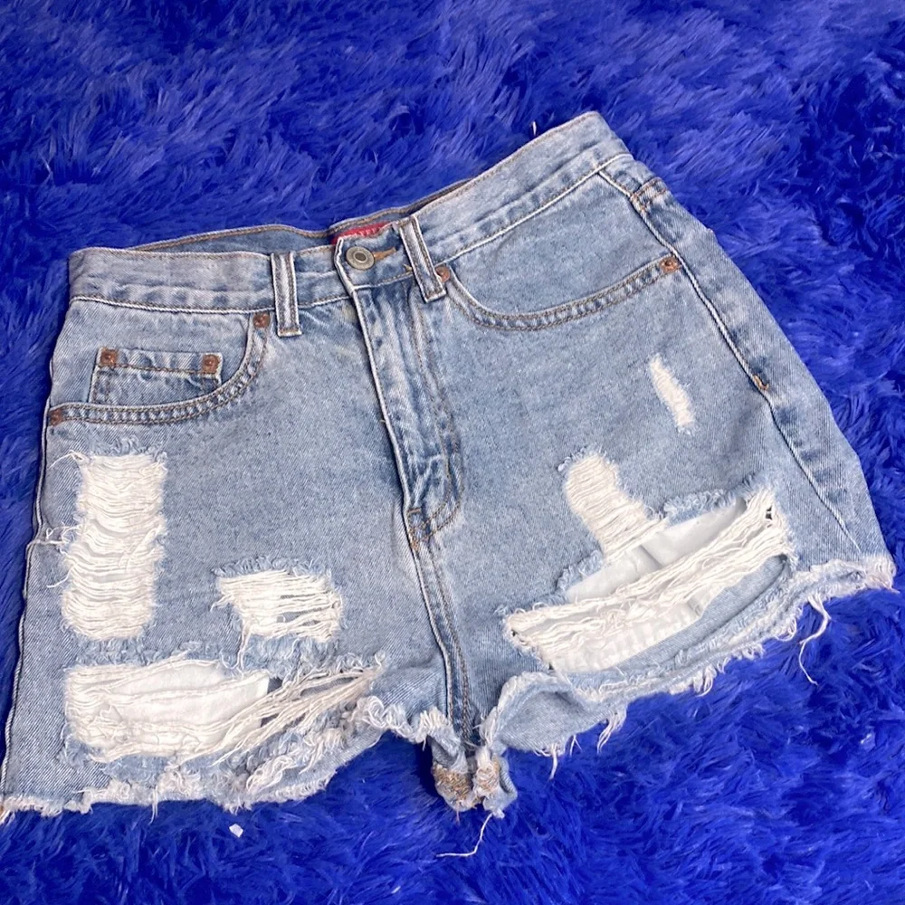 Caffeine Distressed Blue Jean Denim Shorts Size Small Excellent Condition